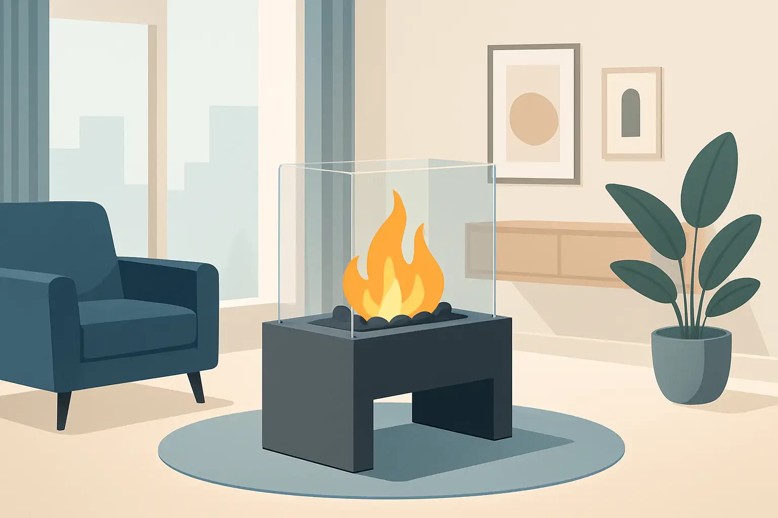 Fritstående biopejs design der løfter rummet